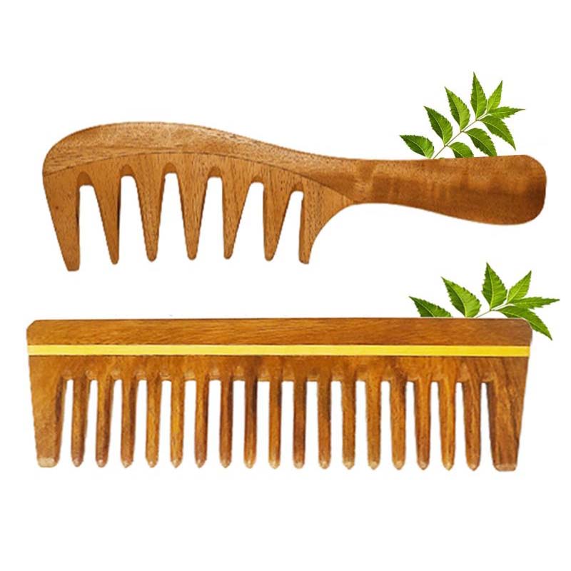 Rufiys Pure Neem Wooden Comb for Women & Men | Neem Wood Comb for Hair Growth | Dandruff Comb | Wide Tooth 10 Cm