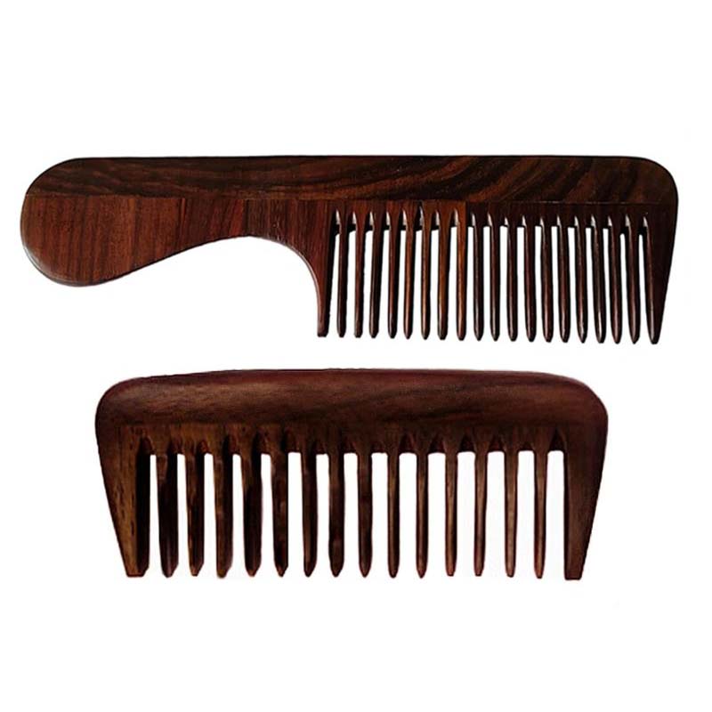 Rufiys Rose Wood Comb for Women & Men, Wooden Handle Comb for Detangling Scalp Massage & Styling (Rosewood Combo)