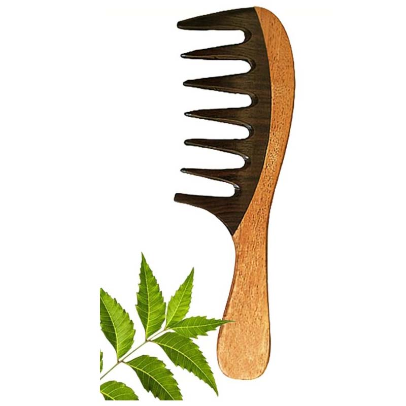 Rufiys Neem Wooden Hair Comb for Women & Men | Hair Growth | Dandruff Remover | Curly Hair Neem Wood Wide Tooth for Detangler