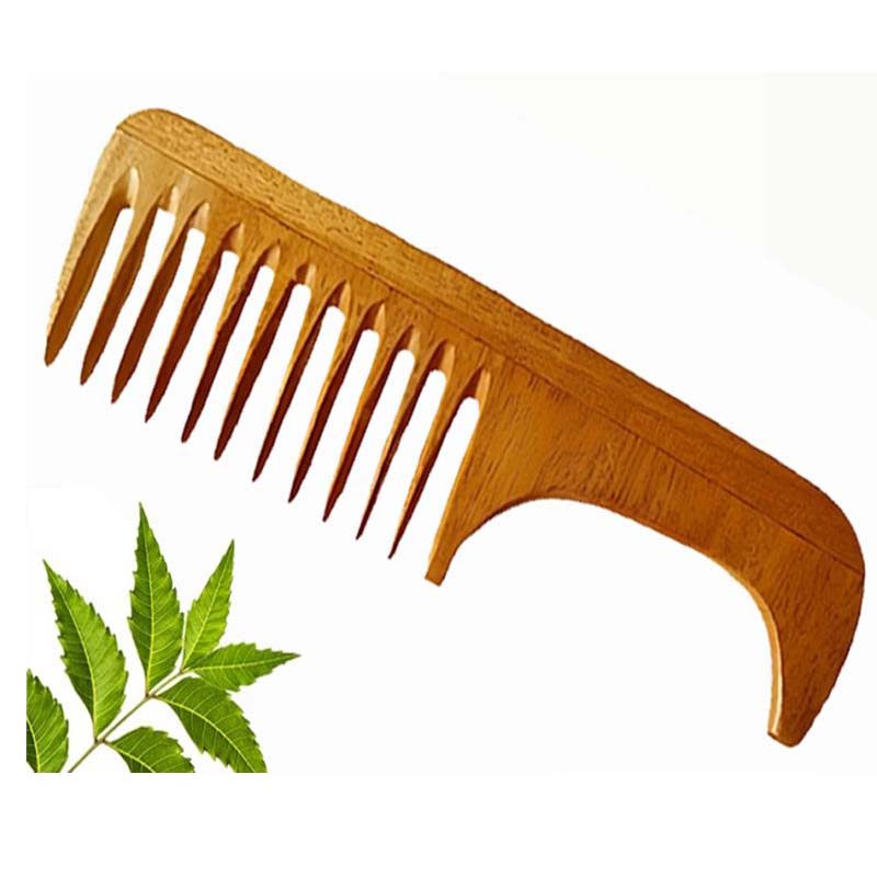 Wooden Curly Hair Wide Tooth Comb | Neem Wood Curly Hair Comb for Women & Men | Hair Growth | Anti Dandruff | Detangler Comb (PACK OF 1_COMB)