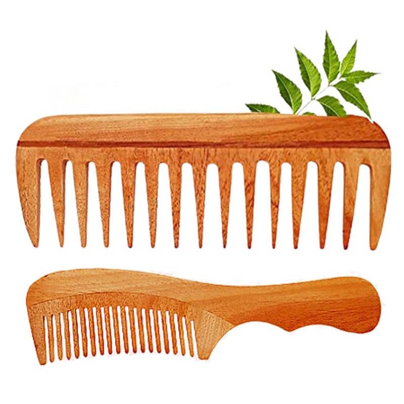 Rufiys Neem Wood Comb | Wooden Comb for Hair Growth | Wide Tooth Comb for Men & Women | Pocket Size | Anti-Dandruff Comb