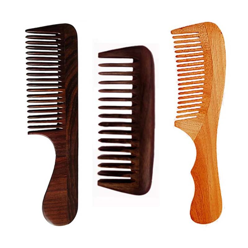 Rufiys Rose Wood Comb for Women & Men, Wooden Handle Comb for Detangling Scalp Massage & Styling (Rosewood Combo-3)