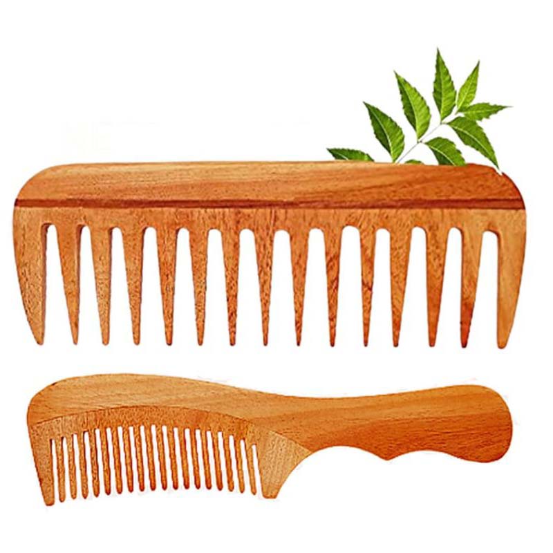 Rufiys Wooden Hair Wide Tooth Comb | Hair Growth | Anti Dandruff | Detangler Comb | Neem Wood Curly Hair Comb for Women & Men