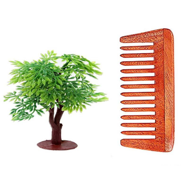 Rufiys Wide Tooth Neem Wooden Comb for Hair Growth Women & Men (Kacchi Small)