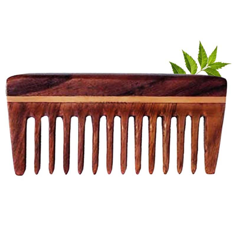 Rufiys Wide Tooth Neem Wooden Comb for Hair Growth Women & Men (Small Wide Tooth)