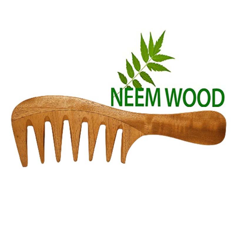 Rufiys Pure Neem Wooden Wide Tooth Comb | Neem Wood Hair Comb for Women & Men | Hair Growth | Anti Dandruff | Detangling Comb Pack of 1