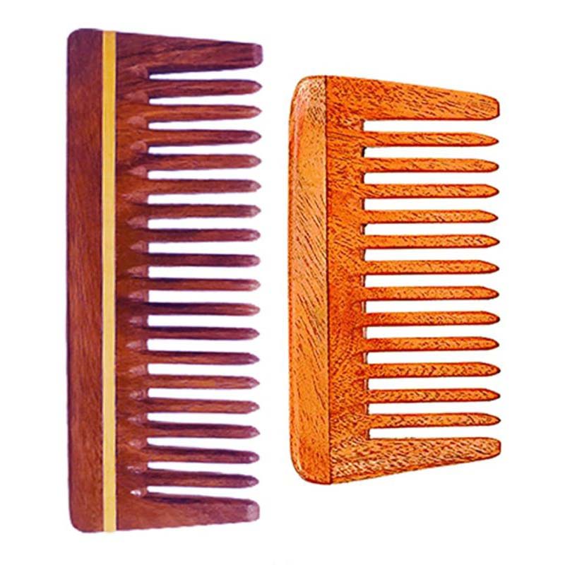 Wide Tooth Comb | Neem Wooden Hair Comb for Women & Men | Detangling | Anti Dandruff | Hair Growth Combo Pack of 2