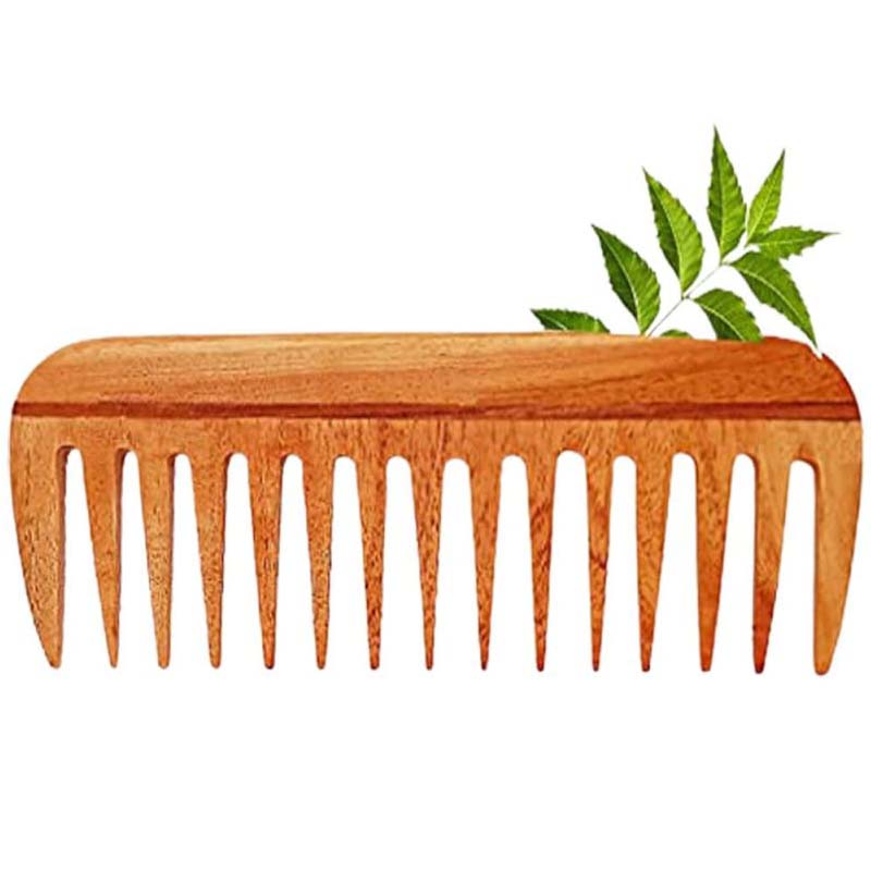 Wooden Curly Hair Wide Tooth Comb | Neem Wood Curly Hair Comb for Women & Men | Hair Growth | Anti Dandruff | Detangler Comb (Neem-Comb_16 model)