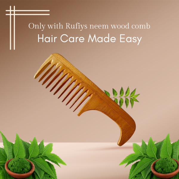 Anti-Dandruff Wooden Hair Comb for Hair Growth, Scalp Massage & Detangling