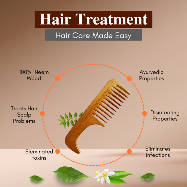 Anti-Dandruff Wooden Hair Comb for Hair Growth, Scalp Massage & Detangling