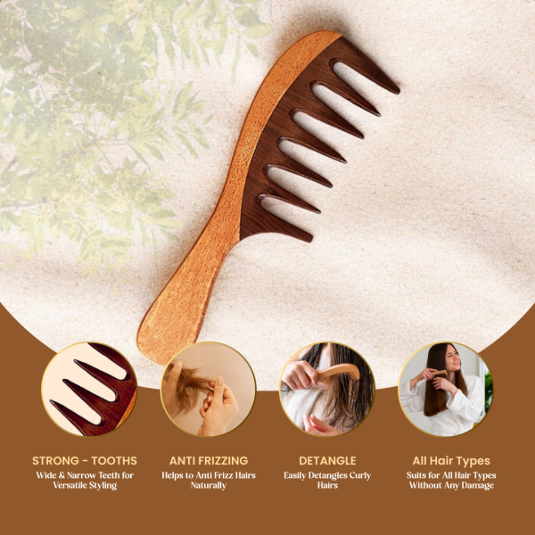 Rosewood Wide Tooth Hair Comb | Wooden Hair Tooth