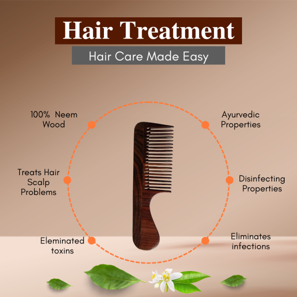 Rose Wood Comb for Women & Men | Wooden Handle Comb for Detangling, Scalp Massage & Styling