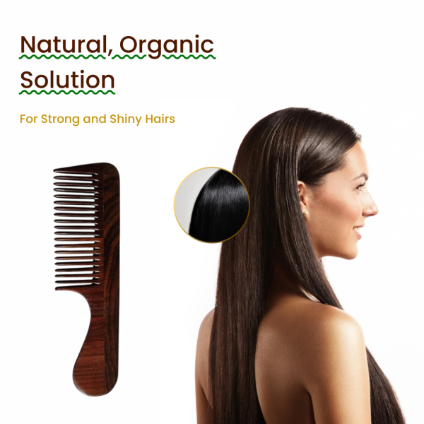 Rose Wood Comb for Women & Men | Wooden Handle Comb for Detangling, Scalp Massage & Styling