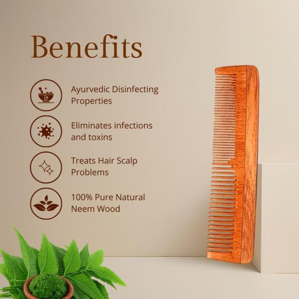 Rufiys Pure Neem Wooden Comb for Women & Men