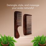 Rufiys Sheesham Care Combo – Handle & Wide-Tooth Wooden Hair Combs
