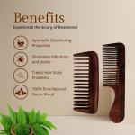 Rufiys Sheesham Care Combo – Handle & Wide-Tooth Wooden Hair Combs