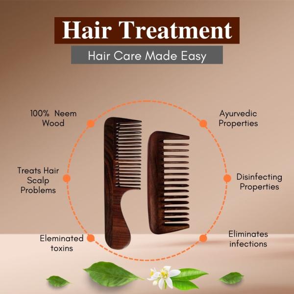 Rufiys Sheesham Care Combo – Handle & Wide-Tooth Wooden Hair Combs