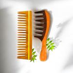 Rufiys Neem Wide Tooth Comb for Curly Hair | Rose Wood Tooth Comb for Detangling (Combo Pack of 2)