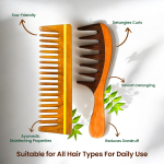 Rufiys Neem Wide Tooth Comb for Curly Hair | Rose Wood Tooth Comb for Detangling (Combo Pack of 2)
