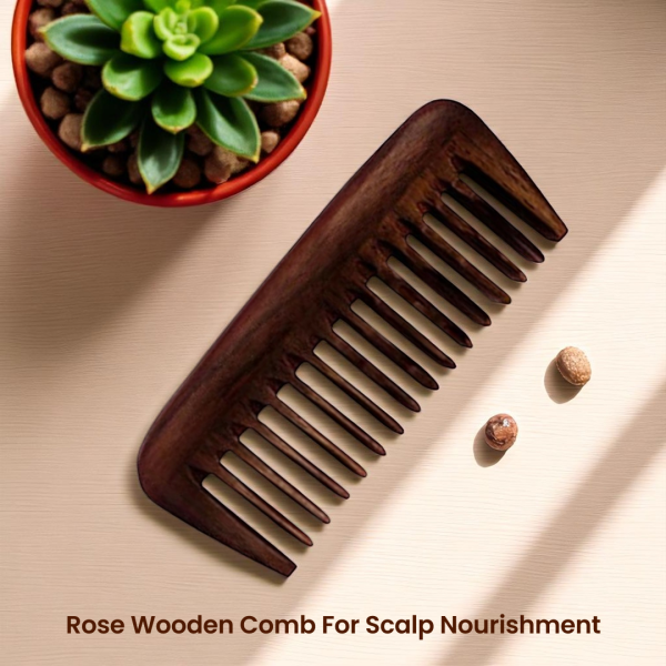 Rufiys Premium Rosewood Pocket Comb | Wide Tooth for Detangling, Scalp Nourishment & Anti-Static Hair