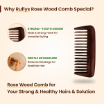 Rufiys Premium Rosewood Pocket Comb | Wide Tooth for Detangling, Scalp Nourishment & Anti-Static Hair