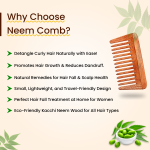 Rufiys Small Tooth Neem Wood Comb for Hair Growth (kacchi Small)