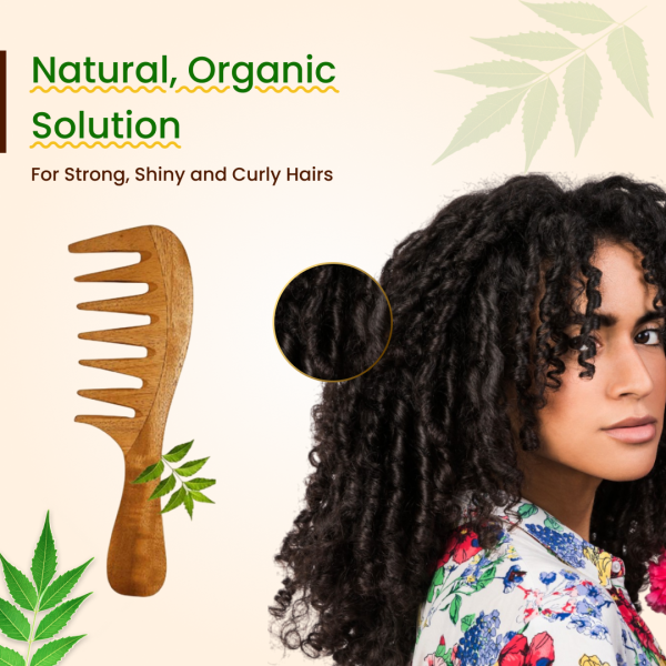 Rufiys Neem Wooden Comb for Women & Men | Wide Tooth Dandruff Comb