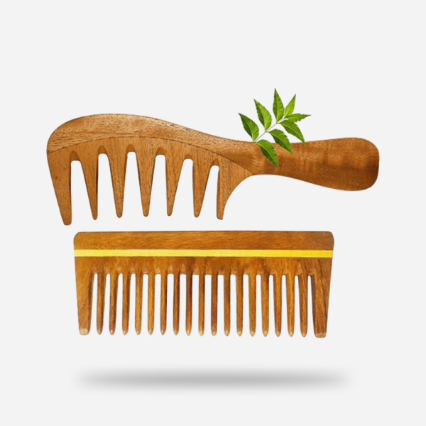 Rufiys Neem Wooden Comb for Women & Men | Wide Tooth Dandruff Comb