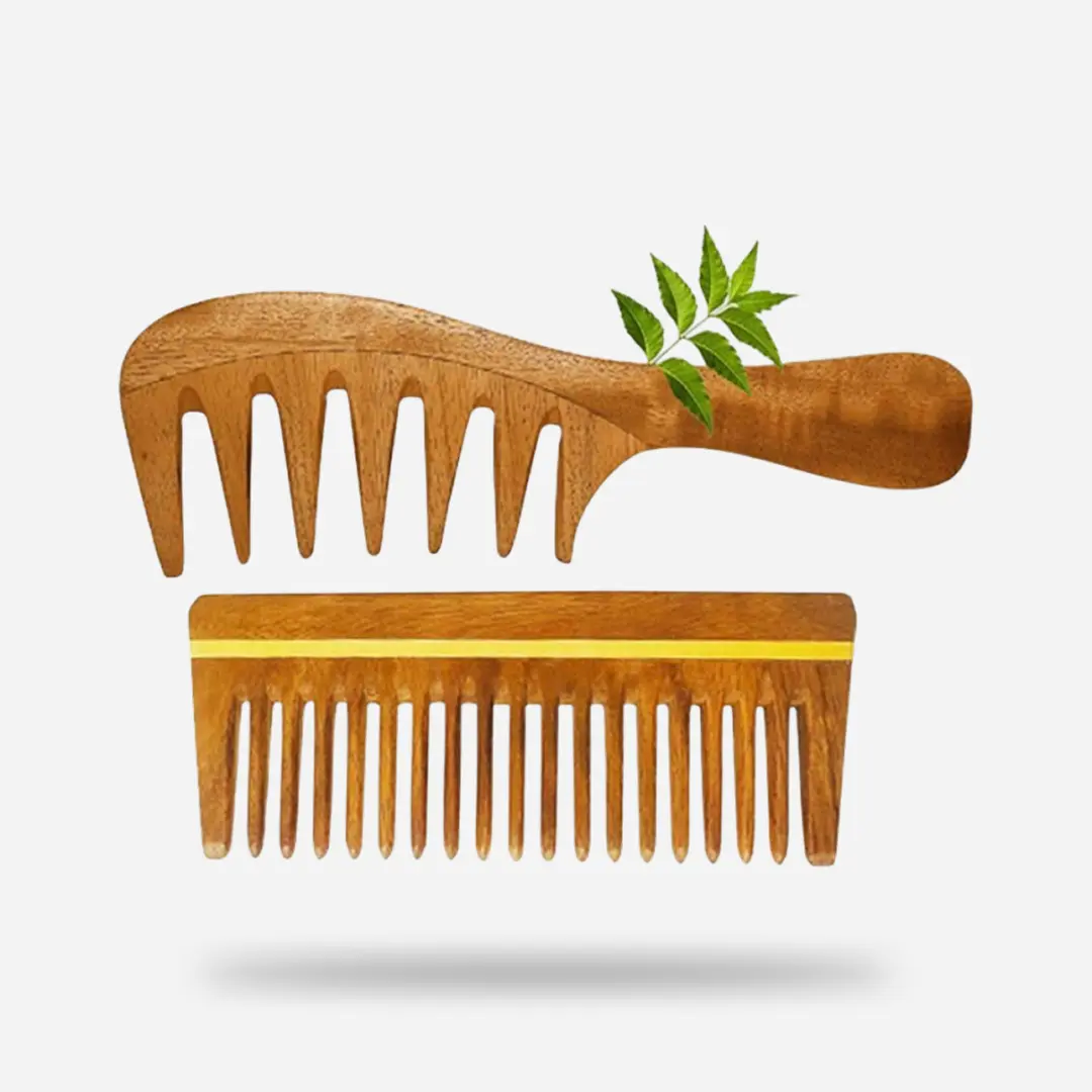 Rufiys Neem Wooden Comb for Women & Men | Wide Tooth Dandruff Comb