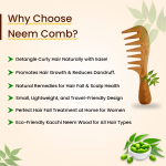 Rufiys Neem Wooden Comb for Women & Men | Wide Tooth Dandruff Comb