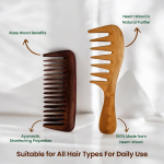 Rufiys Neem Wood and Rosewood Comb for Women & Men Combo Pack | Hair Growth | Neem Wooden Comb Wide Tooth Curly Hair Detangle | Anti Dandruff | Non Static | Styling