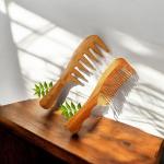 Rufiys Curly Hair Neem Wood Wide tooth Comb For Women & Men Hair Growth | Neem Wooden Detangler Comb Dandruff Control