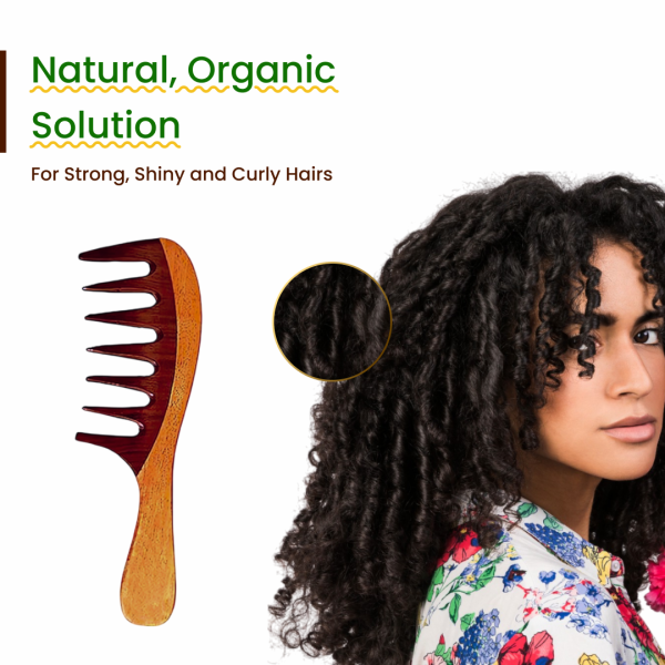 Rufiys Neem Wood Comb Pack of 2 | Wide Tooth Hair Growth Comb for Curly Hair