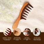 Rufiys Neem Wood Comb Pack of 2 | Wide Tooth Hair Growth Comb for Curly Hair