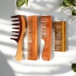 Wooden Comb for Women & Men Hair Growth AntiDandruff Detangle Frizz & Curly Hair Pack of 4