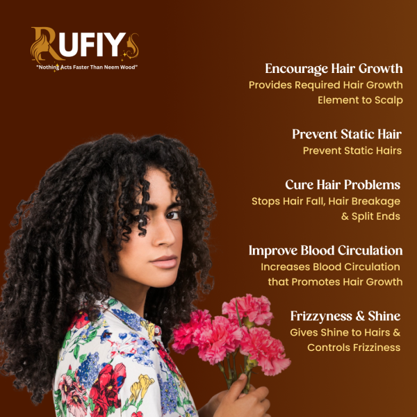 Wooden Comb for Women & Men Hair Growth AntiDandruff Detangle Frizz & Curly Hair Pack of 4