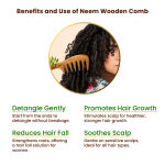 Rufiys Wide Tooth Neem Wood Comb with Handle for Curly Hair Detangling