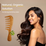 Rufiys Wide Tooth Neem Wood Comb with Handle for Curly Hair Detangling