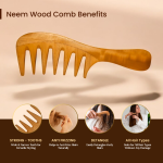 Rufiys Wide Tooth Neem Wood Comb with Handle for Curly Hair Detangling